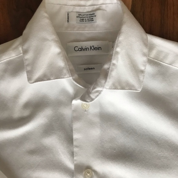 Calvin Klein Long Sleeve Sateen Dress Shirt - Picture 2 of 6